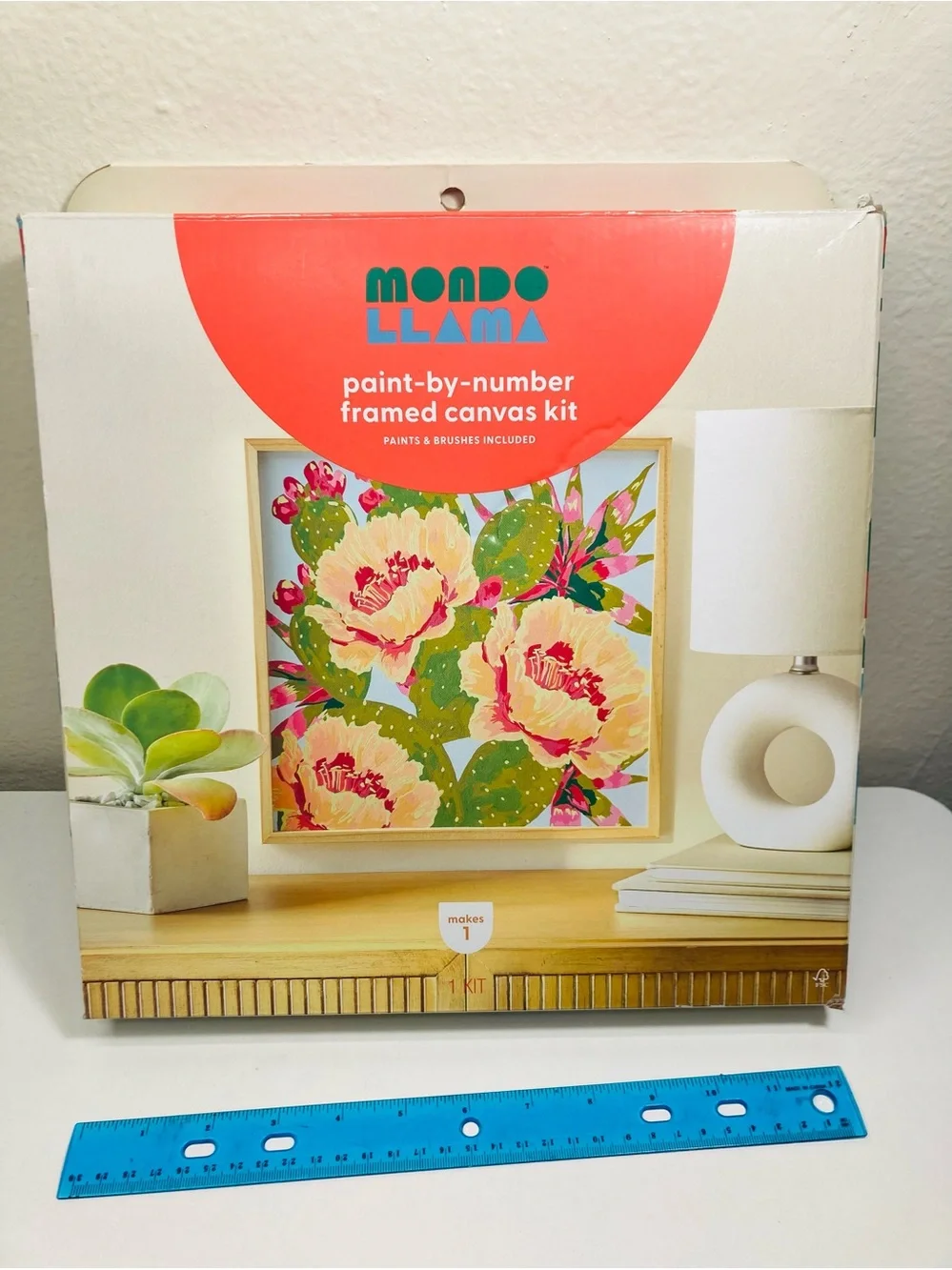 Barely Started: Mondo Llama Paint-by-Number Framed Canvas Kit